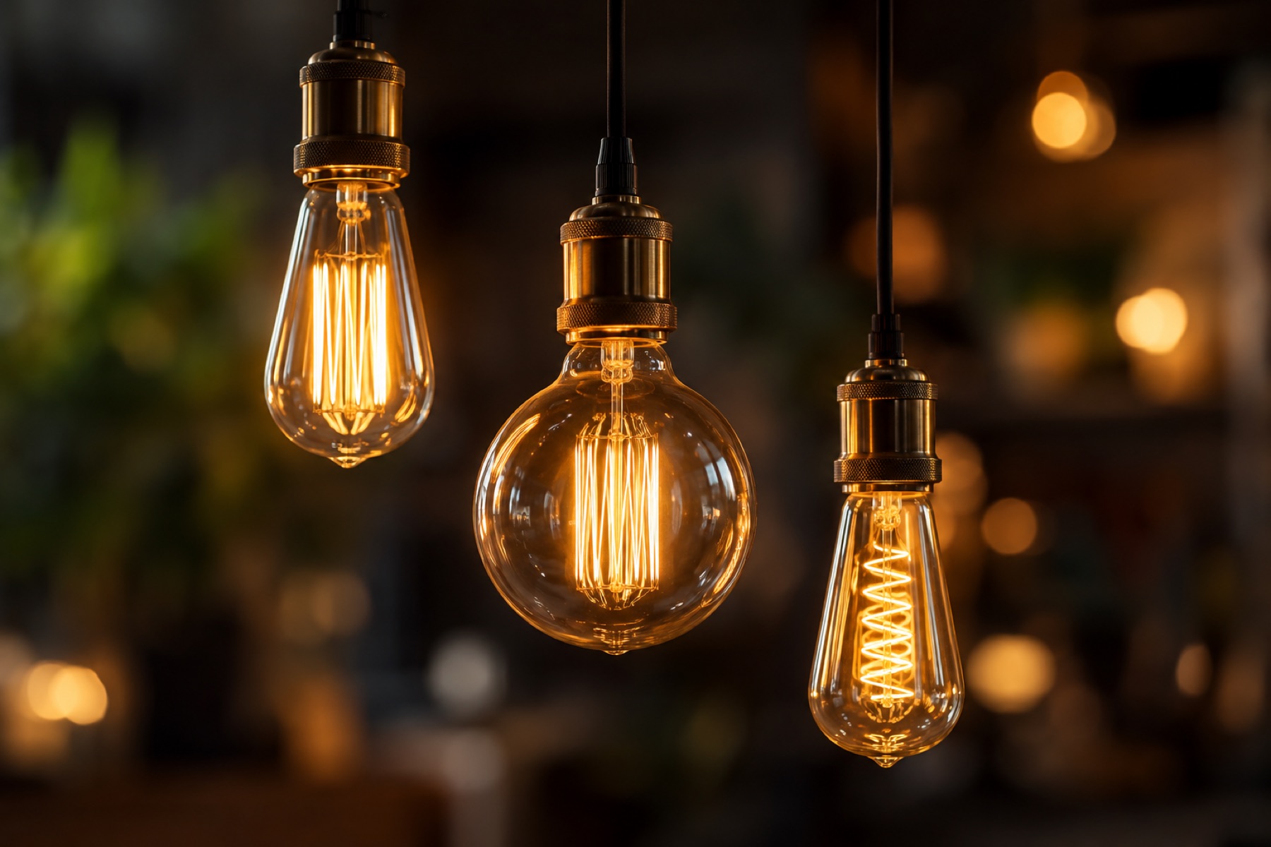 Glowing filament light bulbs